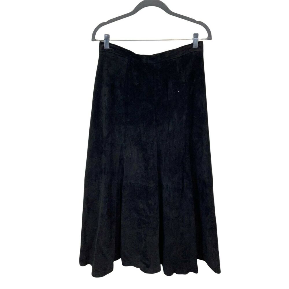 Suede Western A Line Skirt Vintage Jacqueline Ferrar Womens Black Soft Size 12